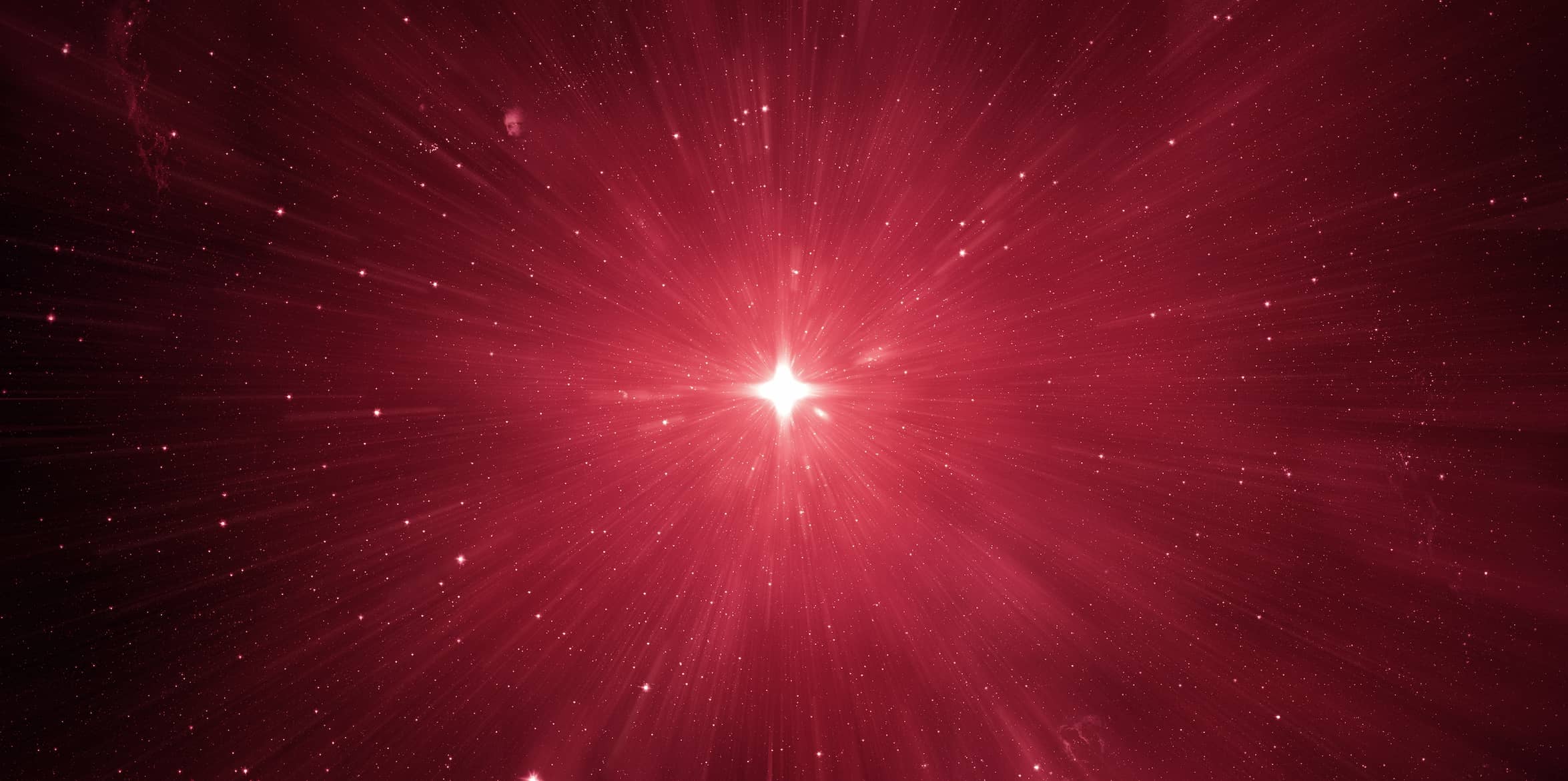 Section Image - graphic of the view of the sky from the ground except the sky is red and there is a bright light radiating from the middle