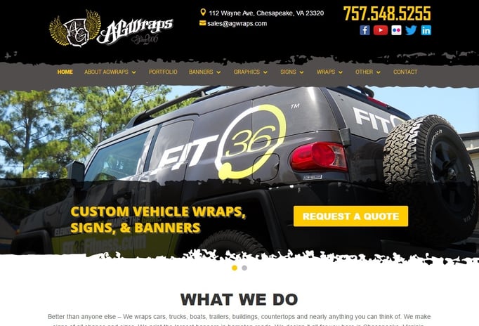 Image of A-G-Wraps website - agwraps.com
