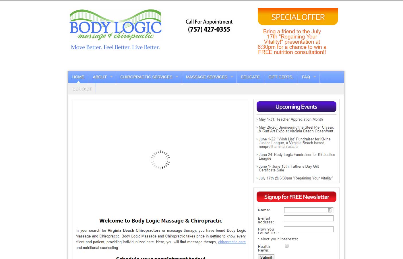 The Body Logic Website before the redesign by Eternal Works