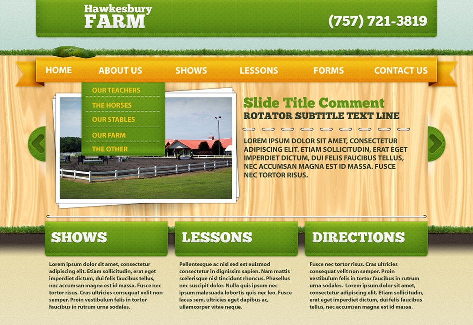 The Web Design by Eternal Works made from the Hawkesbury Farm wireframe