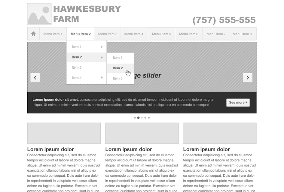 Website Design Wireframe for Hawkesbury Farm