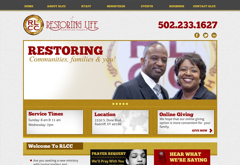 The Restoring Life Church Website redesign by Eternal Works